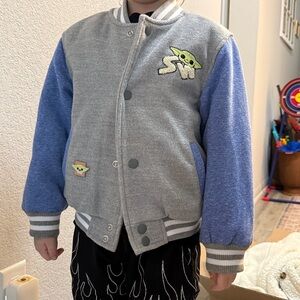 DISNEY Store Star Wars Grogu Baby Yoda Boy Letterman Jacket Varsity Mandalorian